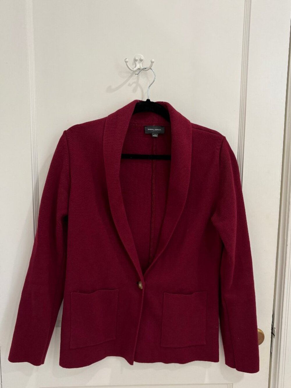 Summersalt Women's Dark Red Sweater Blazer in Organic Cotton Blend, Size S, EUC